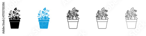 Berry shrubs and vines icons vector illustration for ui