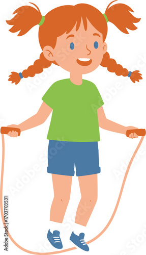 Young Girl Jumping Rope Joyfully	
