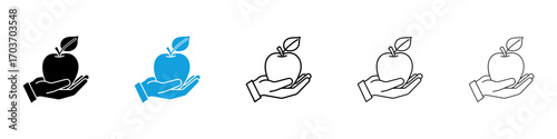 Apple in hand icons vector illustration for ui