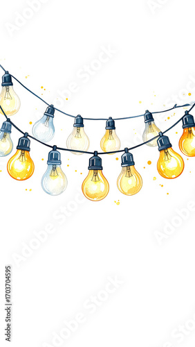 String of warm and cool-toned Edison-style light bulbs