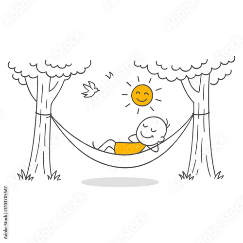 Moments spent in a hammock between two trees reflect calmness and a sense of unity with nature.