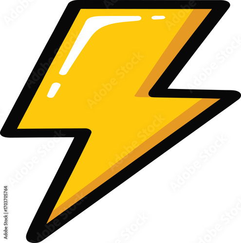 Bold Yellow Lightning Bolt Symbol Icon Design