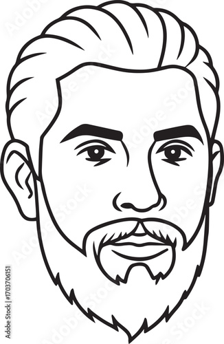 Stylized line art portrait of jesus christ with long hair and beard outline vector illustration