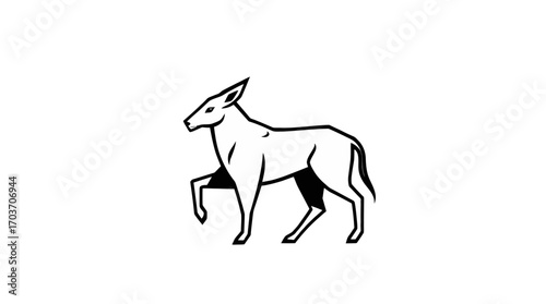 Simple black and white line drawing of a stylized dog-like creature.