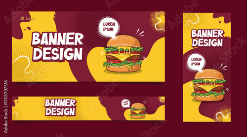 abstract background burger template design banner