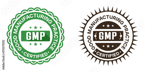 GMP Certified Badge Label Design for Good Manufacturing Practice Compliance