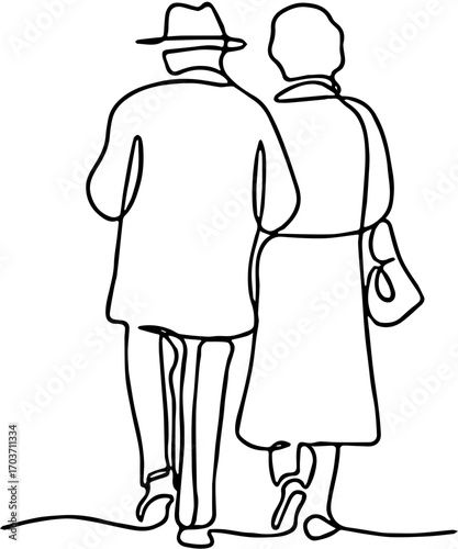 silhouette of grandma and grandpa walking together