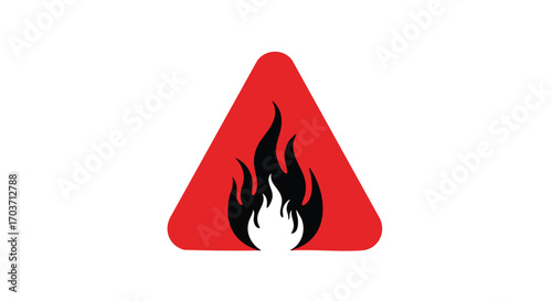 Red triangular warning sign with a graphic of flames, indicating a fire hazard.