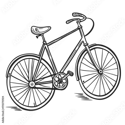 Classic bicycle line art illustration with vintage style and simple design