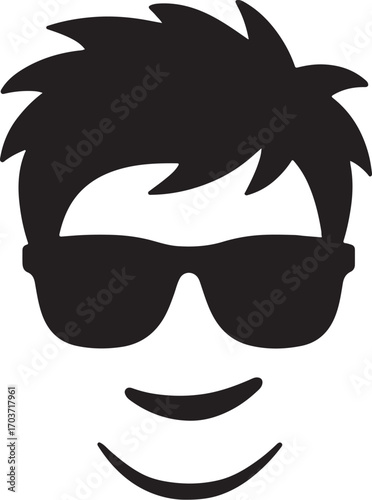 Cool Person Icon: A stylish icon of a person wearing sunglasses and a friendly smile, embodying a sense of cool, confidence, and approachability. vector Illustration.
