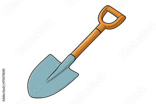 A vector illustration of a garden shovel, a gardening tool used for digging soil and managing organic waste