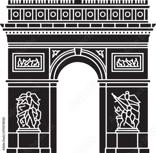 Arc de Triomphe Vector Illustration Landmark Architecture Parisian Monument Historical Site