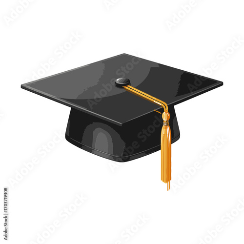 Graduation Cap Vector Illustration | Academic Mortarboard Hat with Tassel