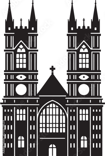 Detailed Cathedral Icon Vector Illustration for Architectural and Religious Designs
