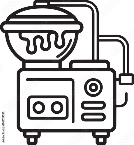 Detailed Chocolate Fountain Machine Illustration for Dessert Catering and Sweet Treat Events