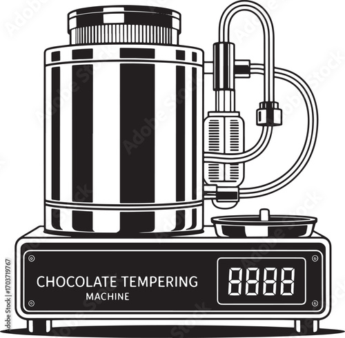 Detailed Illustration of a Chocolate Tempering Machine for Confectionery and Food Projects