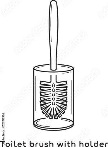 Detailed Illustration of a Toilet Brush with Holder for Bathroom Cleaning and Hygiene Projects