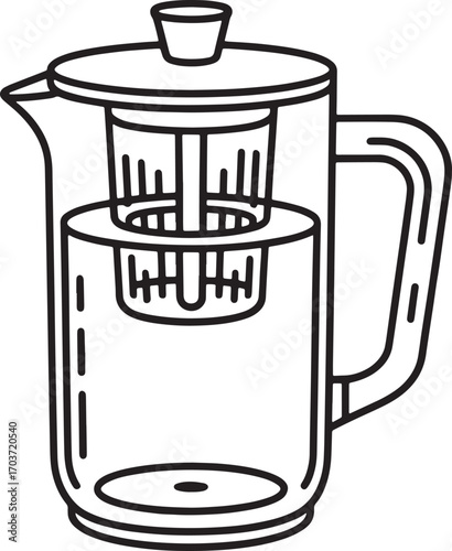 Elegant Tea Infuser A Black and White Vector Illustration of a Stylish Beverage Maker
