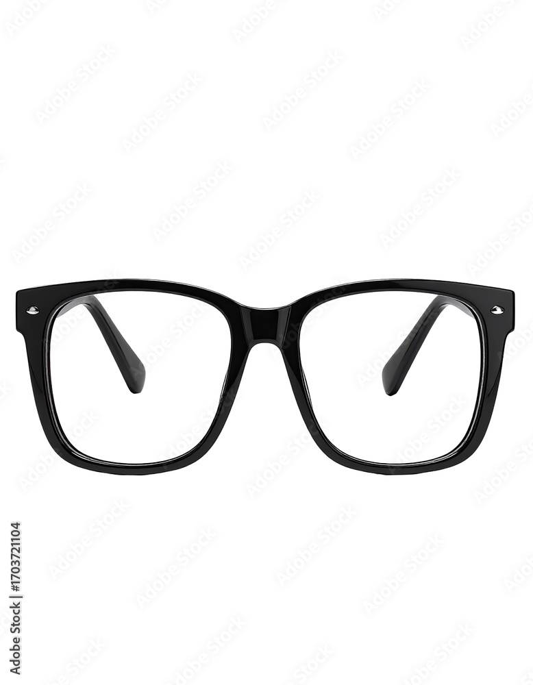 Fototapeta premium Black framed eyeglasses. Bold, square frames. Solid, dark color. Front view