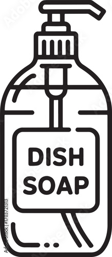 Minimalist Dish Soap Bottle Outline Vector Illustration on Transparent Background for Design Projects