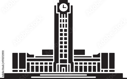 Parliament Building Vector Illustration in Silhouette Style on Transparent Background for Design