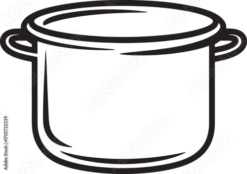 Simple Cooking Pot A Black and White Vector Illustration of a Classic Kitchen Essential