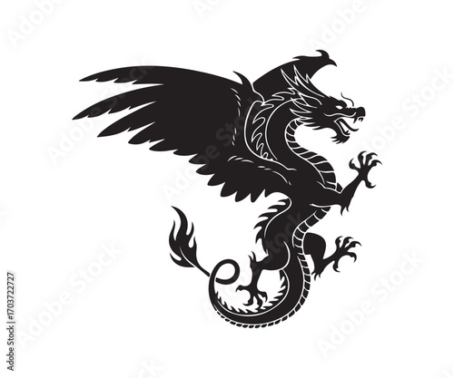 Strong dragon shadow. New Year's card design resource for the Year of the Dragon

