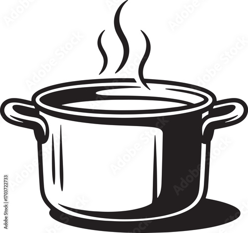 Steaming Cooking Pot Illustration for Culinary Projects and Recipe Designs on Transparent Background