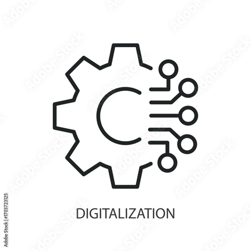 Digitalization hin line vector icons.
