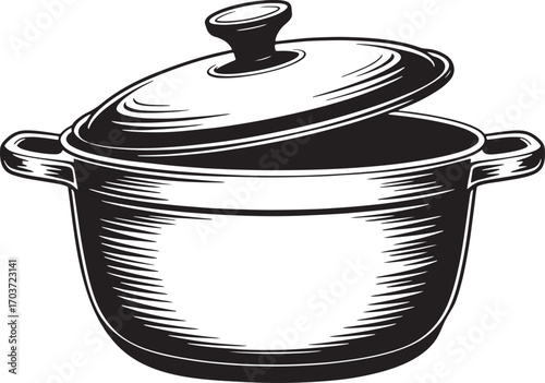Vector Illustration of a Cooking Pot with Lid on a Transparent Background for Culinary Designs