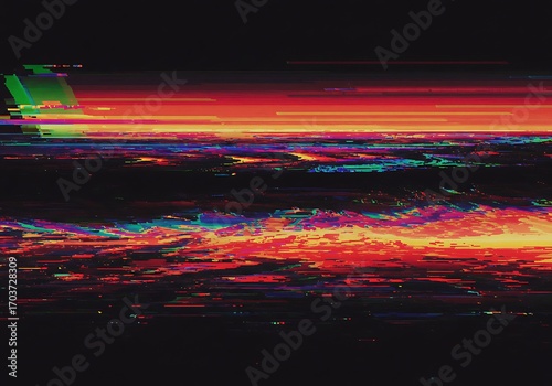 Vibrant Glitch Design Background with Abstract Digital Noise and Distortion