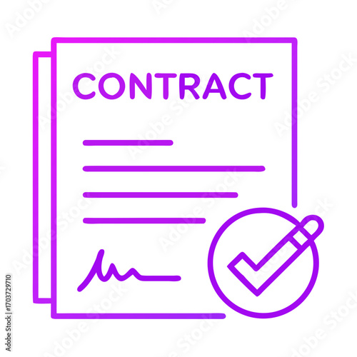 Contract document with signature and checkmark illustration  