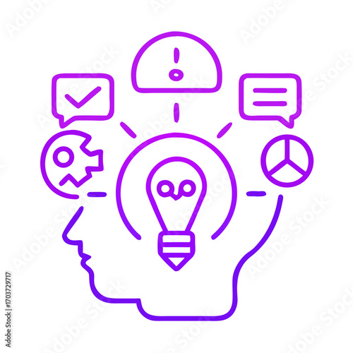 Graphic representation of creative thinking with light bulb concept  