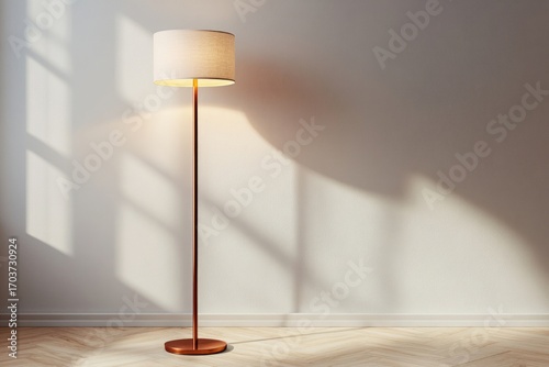 Elegant lamp casting soft shadows in a bright room