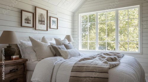 Cozy bedroom with natural light and rustic decor