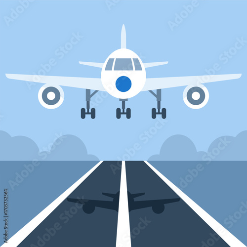Airplane Landing – Aviation and Travel Vector Illustration