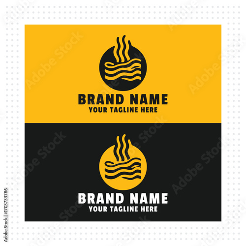 Bacon silhouette vector logo with simple and modern design, with background, for branding, flexible suitable for various vector illustration applications.t
