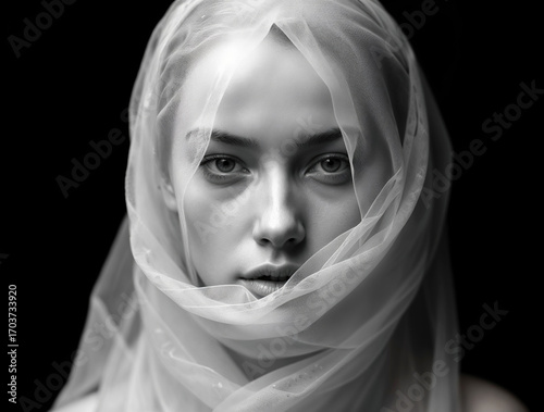 portrait of a woman in a white scarf