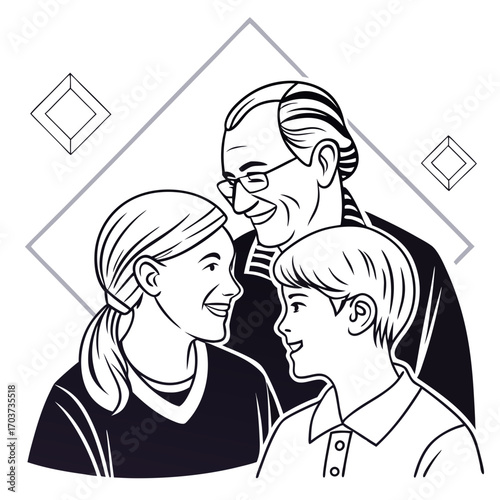 A heartwarming illustration capturing a joyful intergenerational moment between a grandparent and grandchild, symbolizing love and connection