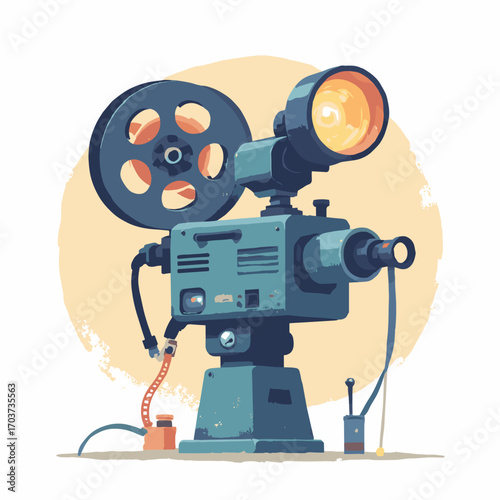 Film editing splicer and viewer — sprocket clamp, splicing tape and magnified viewer lamp, white background
