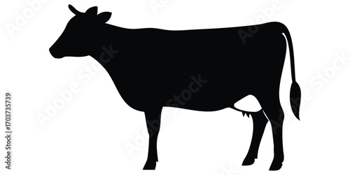 Black and white cow silhouette vector illustration