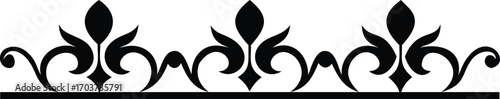Elegant Black Floral Border Design with Swirls and Fleur de Lis Motifs