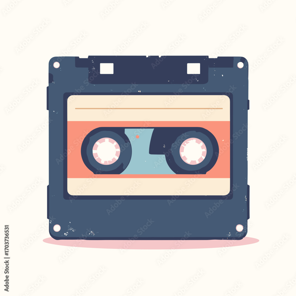 Obraz premium 8-track cartridge — rectangular plastic shell with exposed tape loop and label window, white background