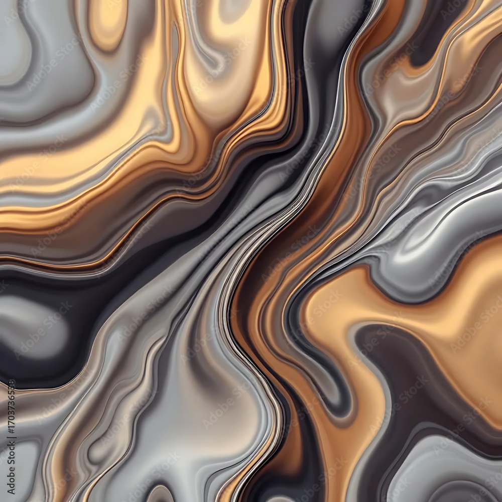 Obraz premium Abstract Liquid Marble Texture: Elegant Gray, Gold, and Brown Swirls Background