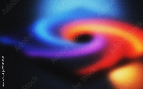Swirling vibrant colors abstract art a psychedelic vortex of blue purple orange and red hues grainy textured grunge background 