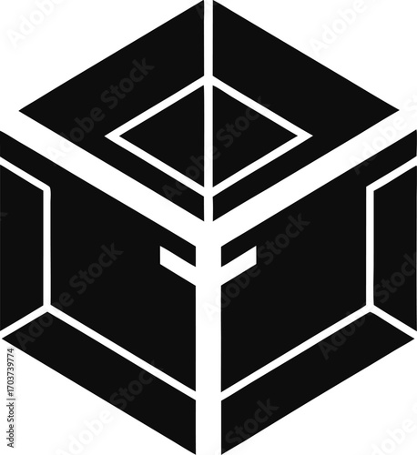 Sci-Fi Pocket Dimension Cube Silhouette Vector Illustration