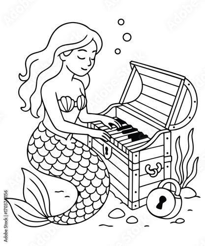 Cute Mermaid Coloring Page