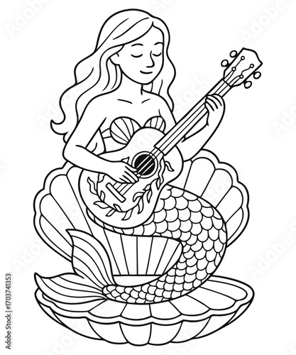 Cute Mermaid Coloring Page