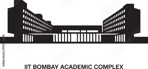 IIT Bombay Academic Complex Silhouette Vector Illustration Design Template Landmark