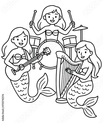 Cute Mermaid Coloring Page